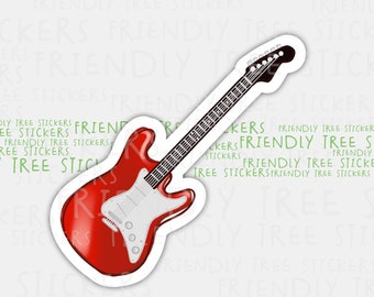 Hand Drawn Electric Guitar Sticker - Waterproof Vinyl (3") - 992
