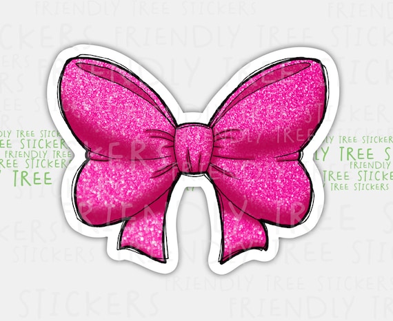 3 Pink Bow Sticker, Bow Sticker, Ribbon Sticker, Planner Sticker