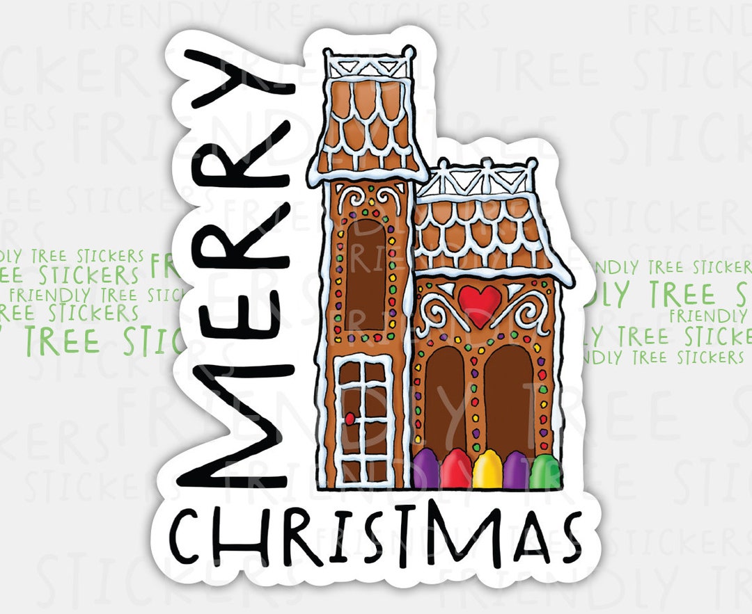 3 Merry Christmas Gingerbread House Sticker, Christmas Stickers ...