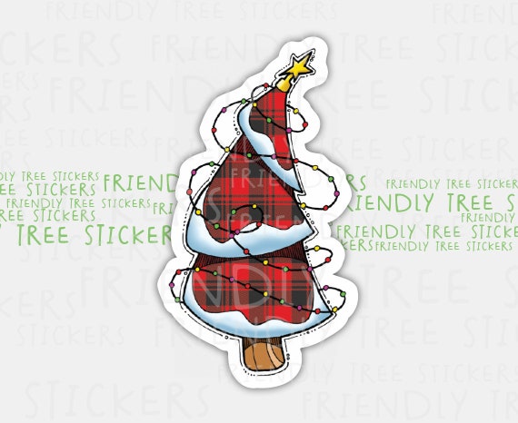3 Christmas Tree Stickers, Merry Christmas Sticker, Christmas Stickers,  Holiday Stickers, Christmas Tree Decal, Tree Stickers, 064 