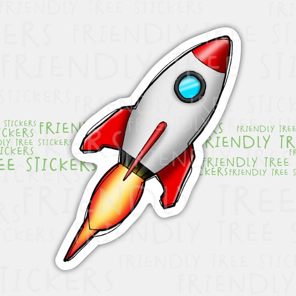 3" Rocket Ship Sticker, Rocket Sticker, Hand Drawn Sticker, Rocket Decal, Rocket Ship Decal, Space Sticker, Spaceship Sticker, 319