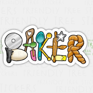 Baker Sticker: Baking Tools, Waterproof Vinyl (3&quot;)