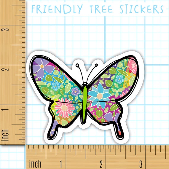(Pack of 6) Purple Butterfly Sticker Decal | Waterproof | 3 inches | for  Laptop, Notebook, Water Bottle