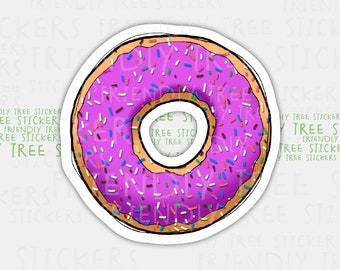 3" Donut Sticker, Doughnut Sticker, Cute Donut Sticker, Food Sticker, Pastry Sticker, Hand Drawn Sticker, Donut Decal, Donut Birthday, 636