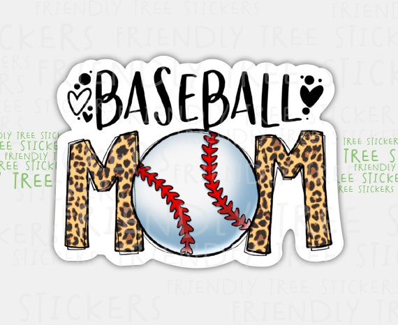 Baseball Mom Sticker: Leopard Print, Waterproof Vinyl Decal (3")