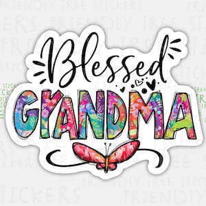 Blessed Grandma Sticker: Hand-Drawn Waterproof Decal (3&quot;)
