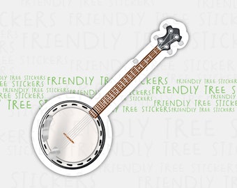 Hand Drawn Banjo Sticker: Waterproof Matte Vinyl, 3 inch - 990