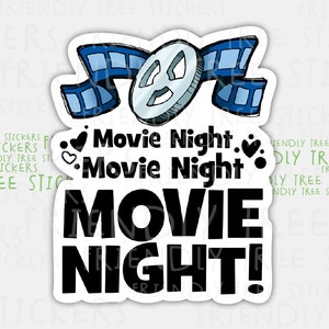 Movie Night Sticker: Hand Drawn Film Reel, Waterproof Vinyl