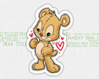 3" Teddy Bear Sticker, Love Sticker, Bear Sticker, Valentines Sticker, Cute Bear Stickers, Teddy Bear Decal, Heart Stickers, 080