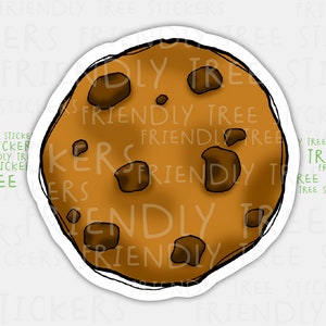 3&quot; Cookie Sticker, Chocolate Chip Cookie Sticker, Cookies Sticker, Cookie Decal, Hand Drawn Sticker, Food Stickers, Cute Cookie Sticker, 620