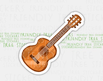 Hand Drawn Classical Guitar Sticker - Waterproof Vinyl (3")