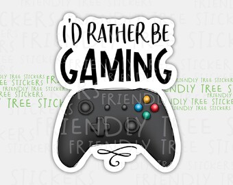 I&#39;d Rather Be Gaming Sticker: Waterproof Vinyl Game Controller Decal