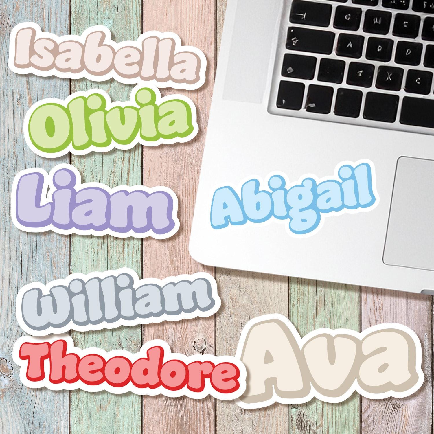 Personalized Retro Name Sticker - Waterproof UV Sticker for School ...