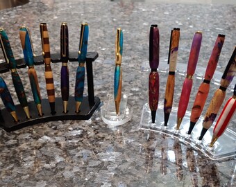 Unique wooden pens; wood turned pens;handcrafted wooden pens; wood and resin pens;  resin and  pine cone petals pens;turned pens