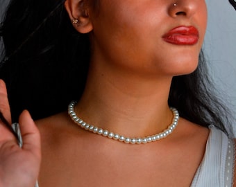 Perlenkette 8 mm , pearl necklace,Modeschmuck , perlenkette choker