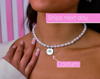 Personalisierte Ungleichmäßige Naturperlen • Perlenkette mit Gravur • Süßwasser Perlen  • Custom pearl necklace • Engraved Name