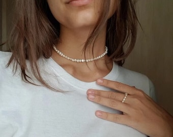 Naturperlenkette 47cm (Süßwasser Perlen) Perlenkette,pearl necklace , perlenkette choker