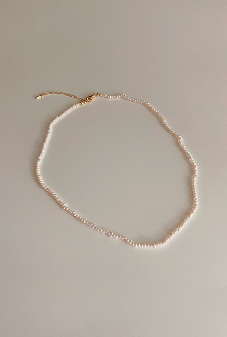 Collar de perlas naturales 44 cm perlas de agua dulce collar de perlas, collar de perlas, gargantilla de collar de perlas imagen 3