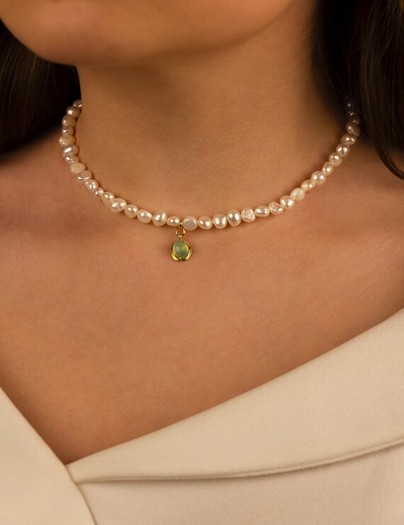 Natural Pearl Necklace With Pendant 41 Cm freshwater Pearls Pearl