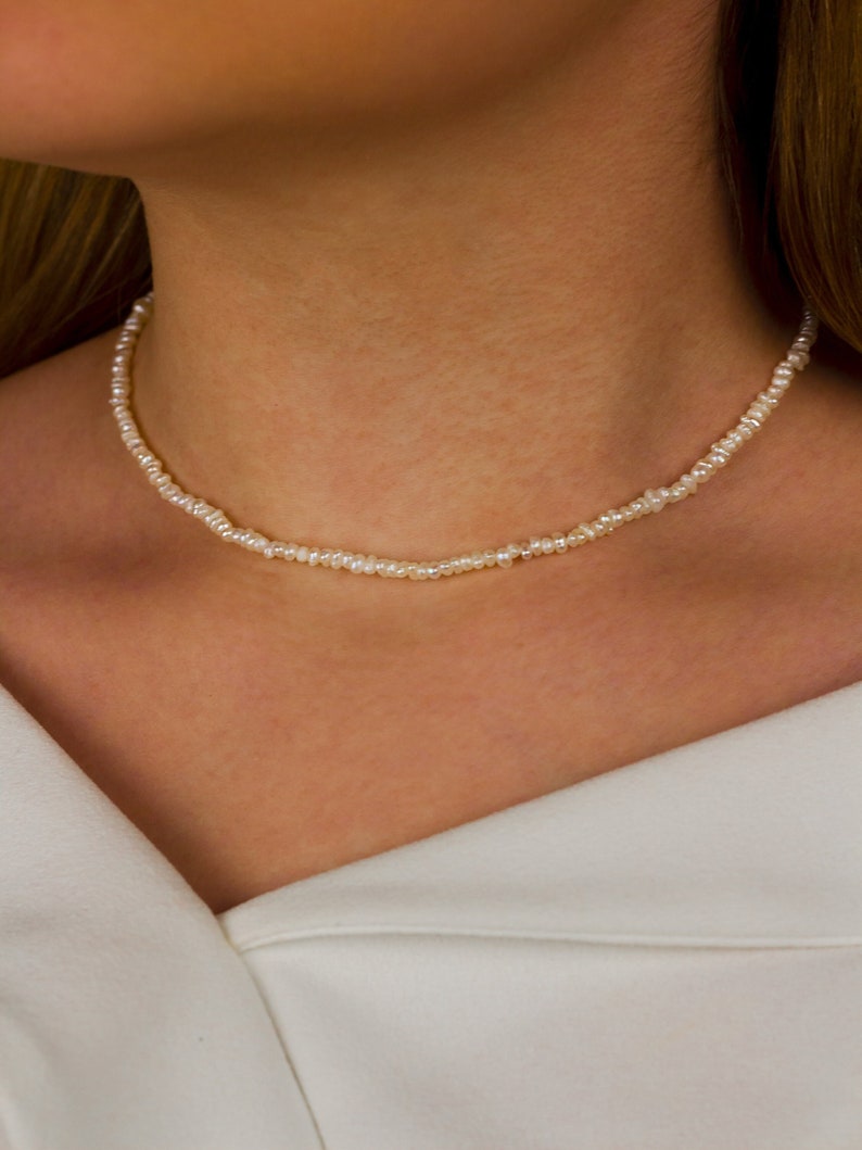 Naturperlenkette 44cm Süßwasser Perlen Perlenkette,pearl necklace , perlenkette choker Bild 1