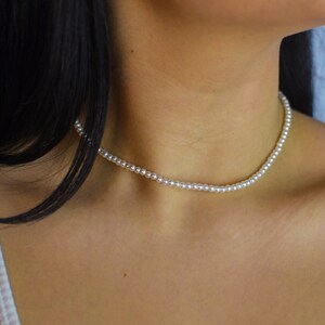 Perlenkette 4 mm , pearl necklace,Modeschmuck , perlenkette choker zdjęcie 2