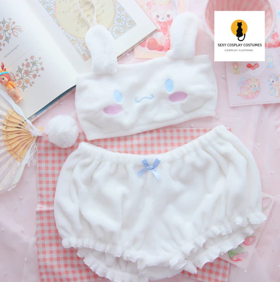 Kawaii Sexy Cute Cinnamoroll Lingerie Pajamas Set Tank Crop | Etsy