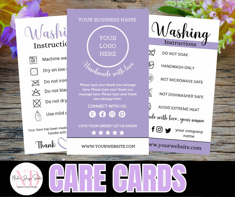 Washing Instructions, SVG Shirt Care Card, Sublimation Tshirt Care Tag