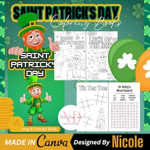 Saint Patrick&#39;s Day Coloring Book, Saint Patrick&#39;s Day, coloring pages, learning sheets, activity sheets