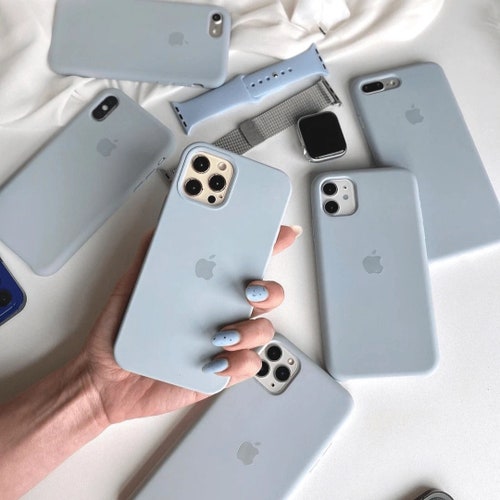 36 Solid Colors Iphone Silicone Grey Blue Case Iphone 14 13 12 Etsy