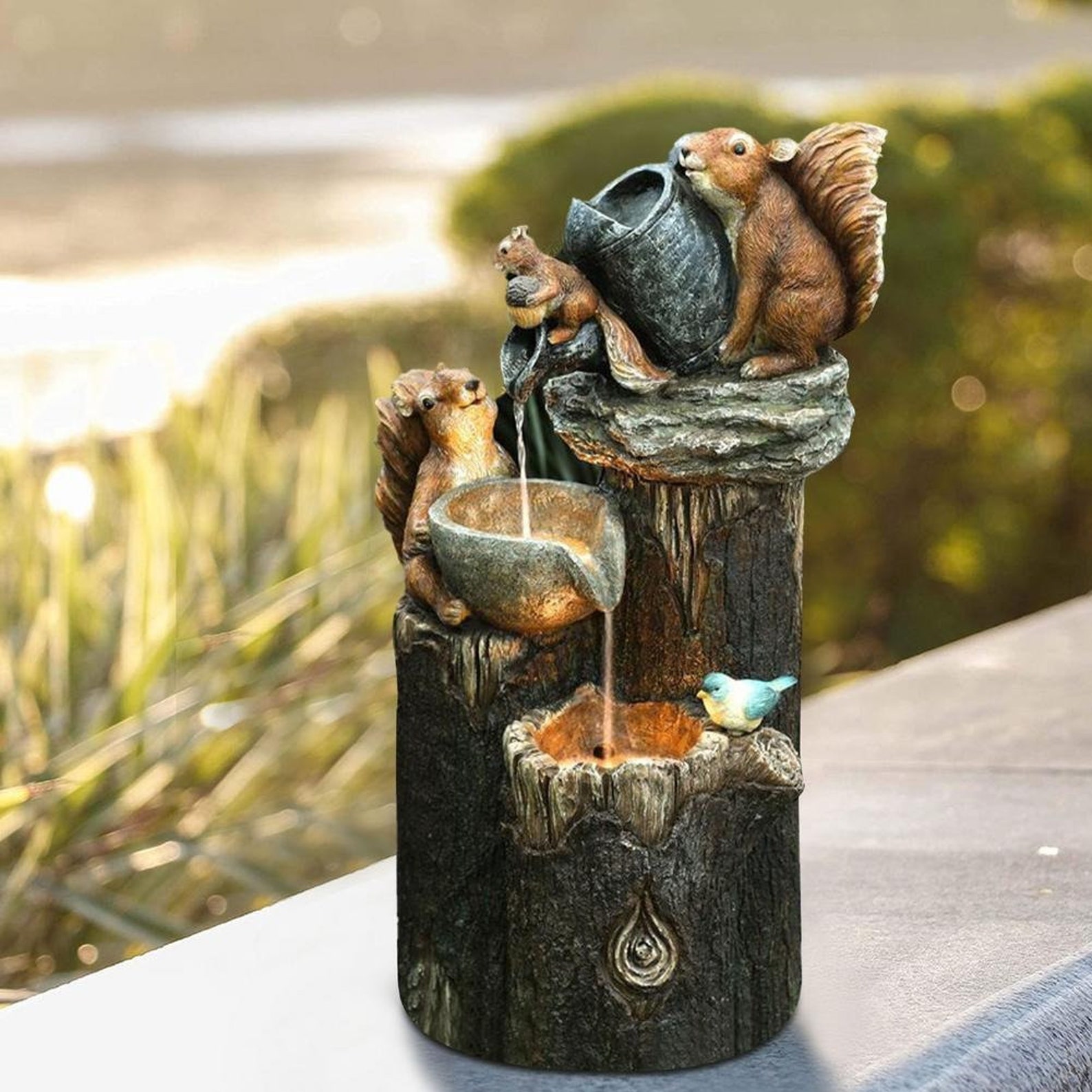 Animal Fountain Statue Multicolor Cascading Freestanding Etsy