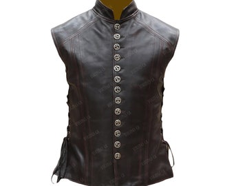 Handmade Men's Leather Vest Renaissance Genuine Leather Men's Medieval Vest Gift for him - Anniversary Gift