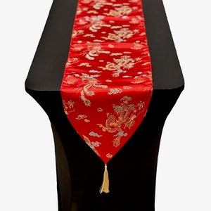 Chinese Dragon Brocade Fabric   Custom Table Runner
