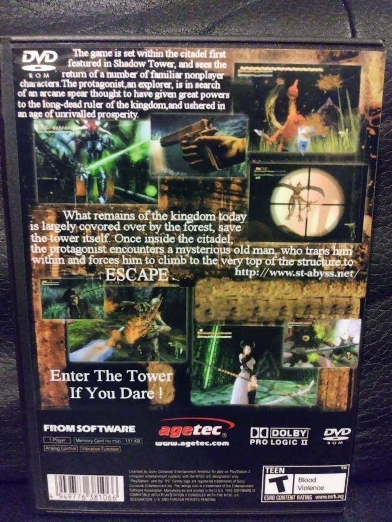 Custom Printed Shadow Tower Abyss Playstation 2 English - Etsy