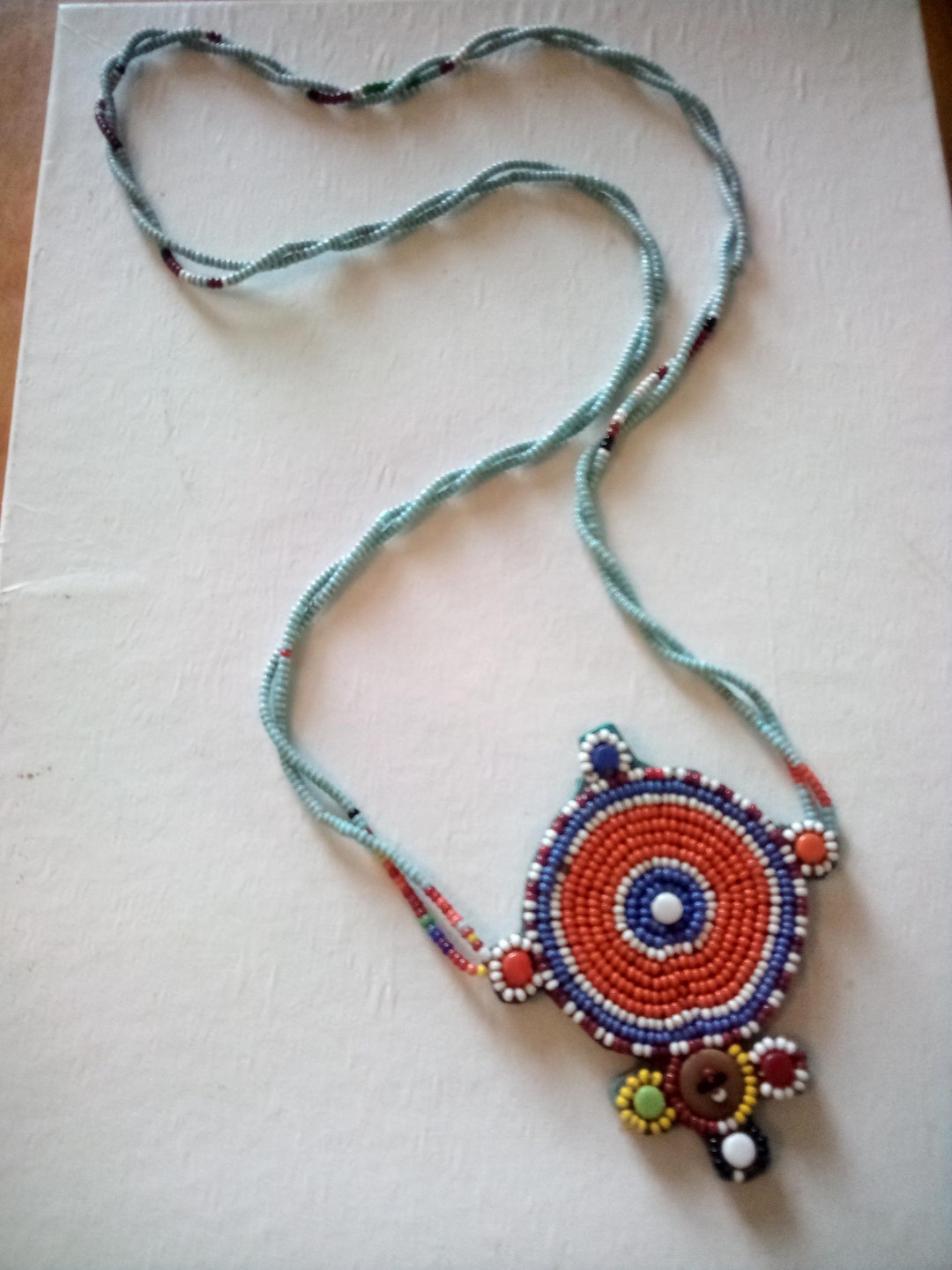 New Maasai Kenya African Jewelry Rope Beaded necklace in Red Gold main image 1