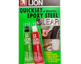 LION 4 Minute Quickset Epoxy Steel (Clear) Jewelry