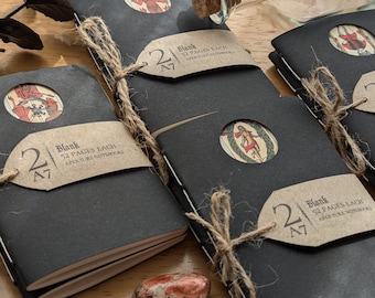Pair of A7 Aperture Booklets | Medieval | Handbound | Blank Pages | Unique Handmade Stationery