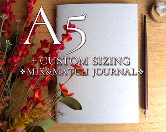 A5 - B6 Journal Refill 52-100Pg. | Custom Sizing Available | Mix&Match: Lined, Blank, Grid, DotGrid | Single -or- Double Pamphlet Notebook
