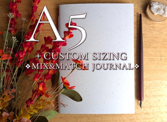 A5 - B6 Journal Refill 52-100Pg. | Custom Sizing Available | Mix&Match: Lined, Blank, Grid, DotGrid | Single -or- Double Pamphlet Notebook