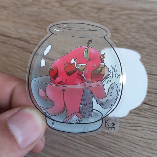 Sticker transparent Poulpe mignon