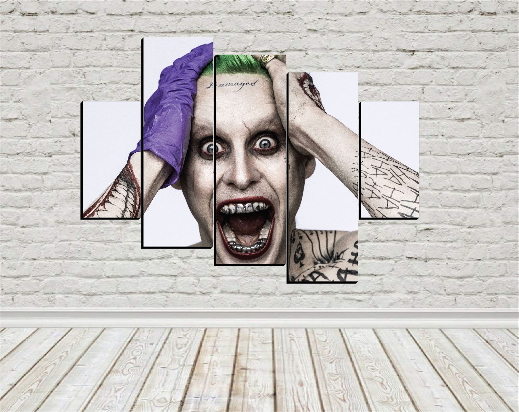5 Panels The Joker Canvas Art Dc Joker Poster Piece Home Decor Etsy