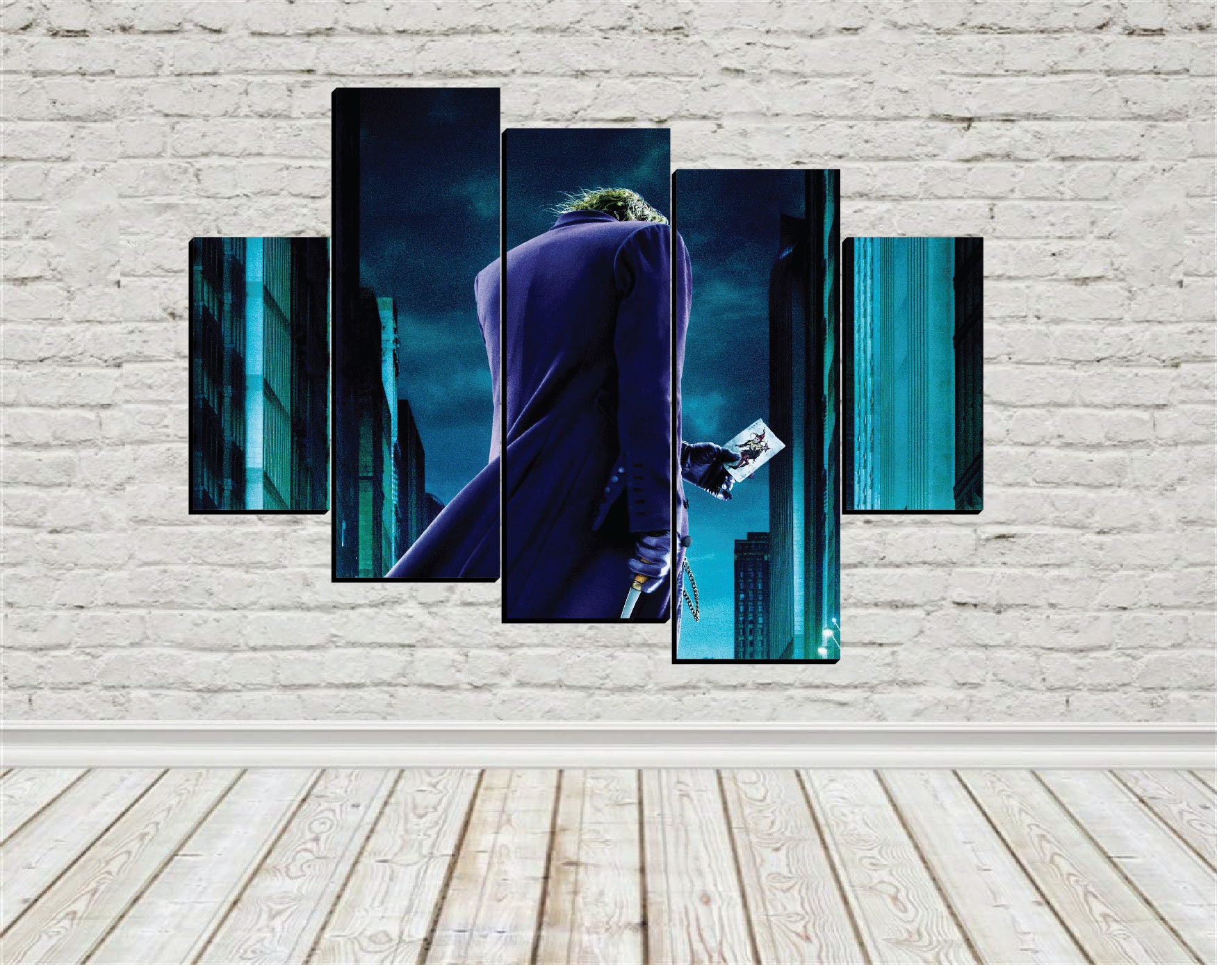 5 Panels The Joker Canvas Art Dc Joker The Dark Knight Poster Etsy