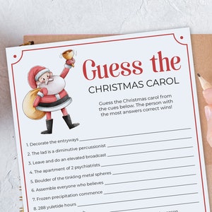 Christmas Carol Riddles Trivia Christmas Game Printable Guess - Etsy