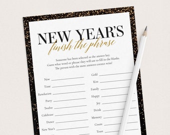New Years Eve Party Game Printable Finish The Phrase New Years Game Groups New Years Party Game Group New Years Eve Game Family Download GG3