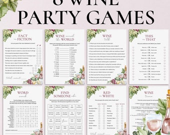 Wine Party Games Printable Wine Theme Party Game Bundle Wine Games Fun Wine Ladies Night Wine Bingo Wine Trivia Red or White Word Find DV1