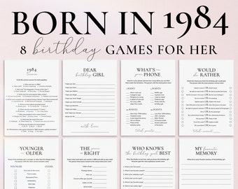 Born in 1984 40th Birthday Games for Her Fun Birthday Party Games Turning 40 and Fabulous 40th Bday Bash Games Adults 40 Birthday Cards PP2