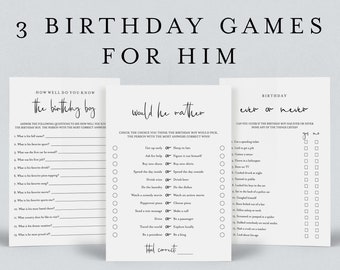 Adult Men Birthday Party Games Printable Simple Birthday Games For Him Instant Download How Well Do You Know The Birthday Boy Game Adult MM1