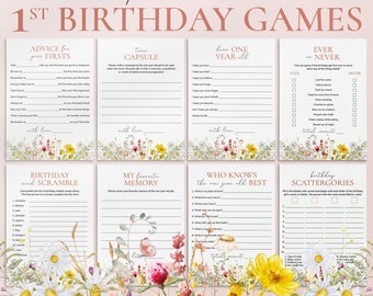 Girl First Birthday Party Games Little Miss Onederful Birthday Girl 1st Birthday Games Floral Babys First Birthday Party Ideas Printable WM1