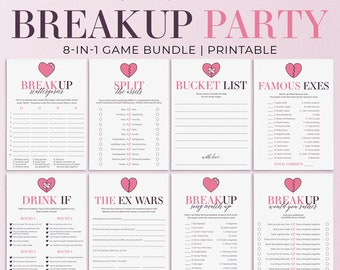 Breakup Party Games Bundle Printable Breakup Games Divorce Newly Single Girls Night Games Boy Bye Breakup Celebration Singles Party Game BB1