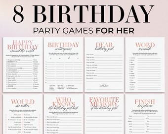 Birthday Games for Her Printable Modern Birthday Party Games for Women Birthday Games for Adults Birthday Girl Bundle 21st 30th 50 60th MB2