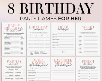Birthday Games for Her Printable Modern Birthday Party Games for Women Birthday Games for Adults Birthday Girl Bundle 21st 30th 50 60th MB2